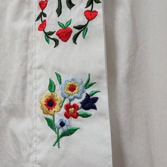 Hess Frackmann Trachten Vintage Baumwolle Floral Stitched Button Up Blouse Sz XL - Picture 4 of 9
